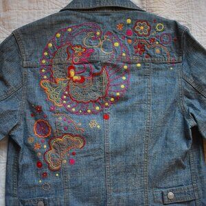 Embroidered Oilily Long Denim Jacket